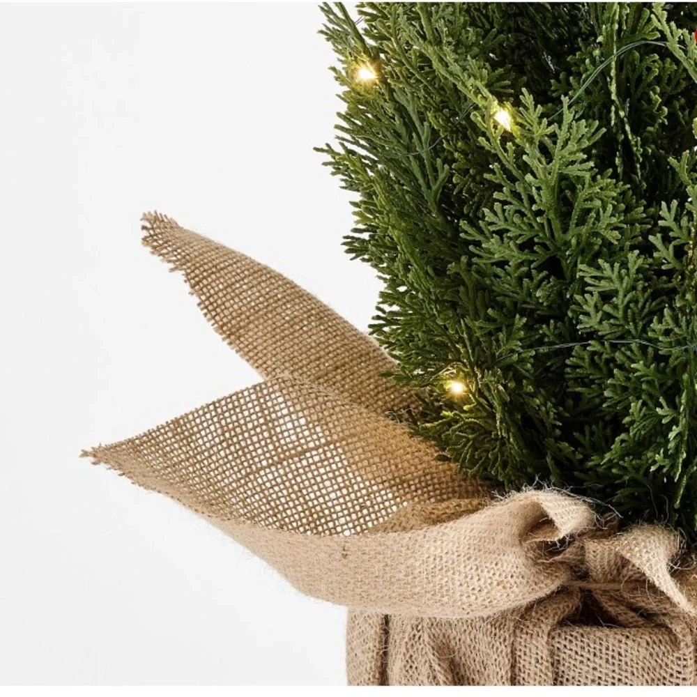 NWT Pottery Barn Small Lit Topiary Tree with Burlap Base - Picture 3 of 4